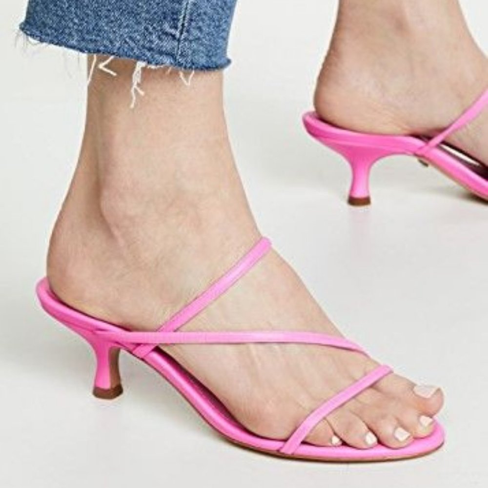 SCHUTZ Pink Strappy Kitten Heel Sandals